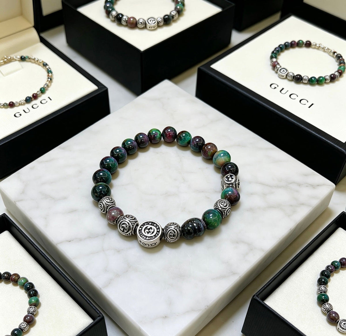 Gucci Anger Forest Black Onyx Tiger Eye Crystal Bracelet – Style 02 - image 8