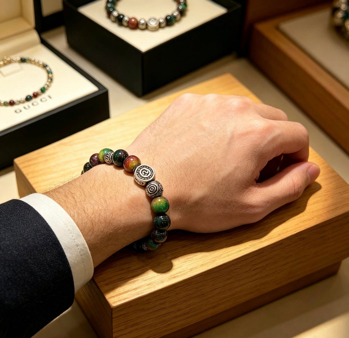Gucci Anger Forest Black Onyx Tiger Eye Crystal Bracelet – Style 02 - image 3