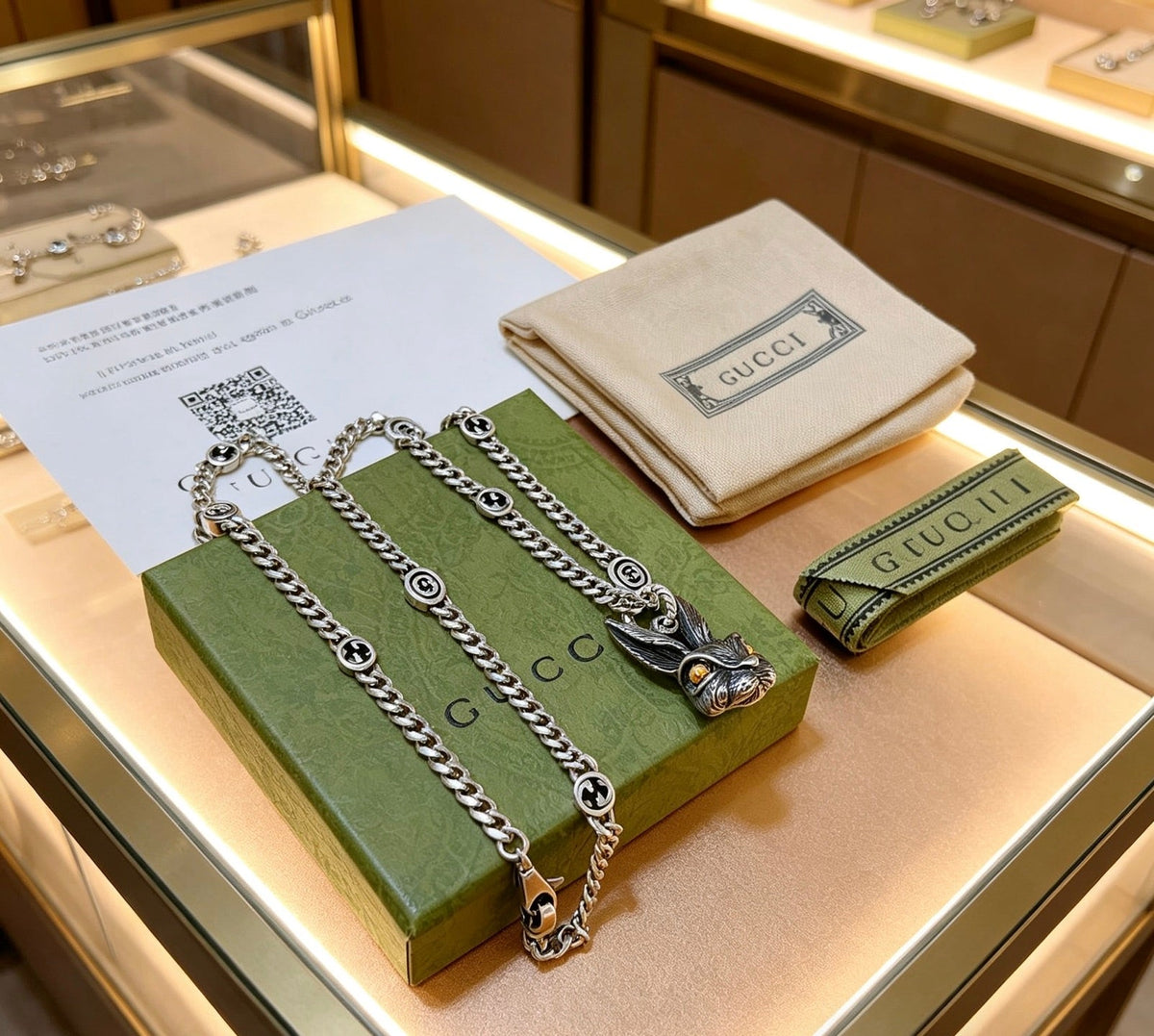 Gucci Anger Forest Chain Distressed Vintage Silver-Tone Necklace – Style 18 - image 9