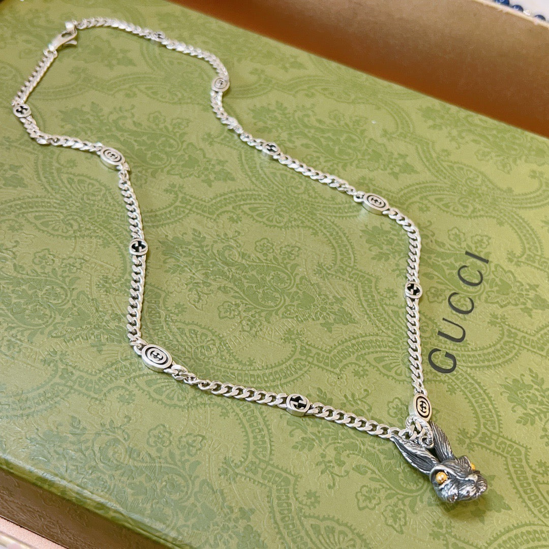 Gucci Anger Forest Chain Distressed Vintage Silver-Tone Necklace – Style 50 - image 2