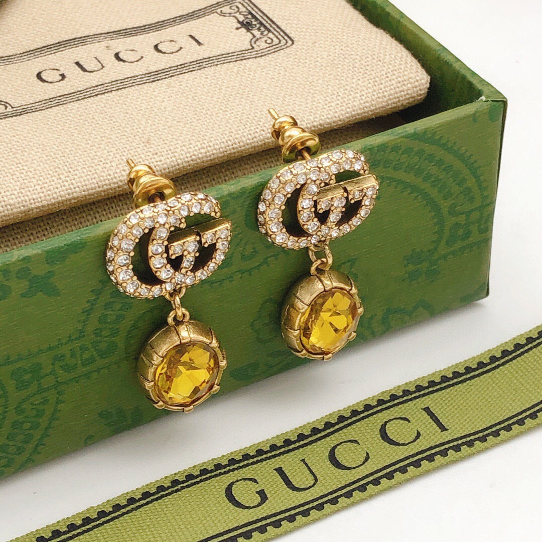 Gucci Double G Crystal Distressed Vintage-Inspired Stud Earrings – Style 02 - image 4