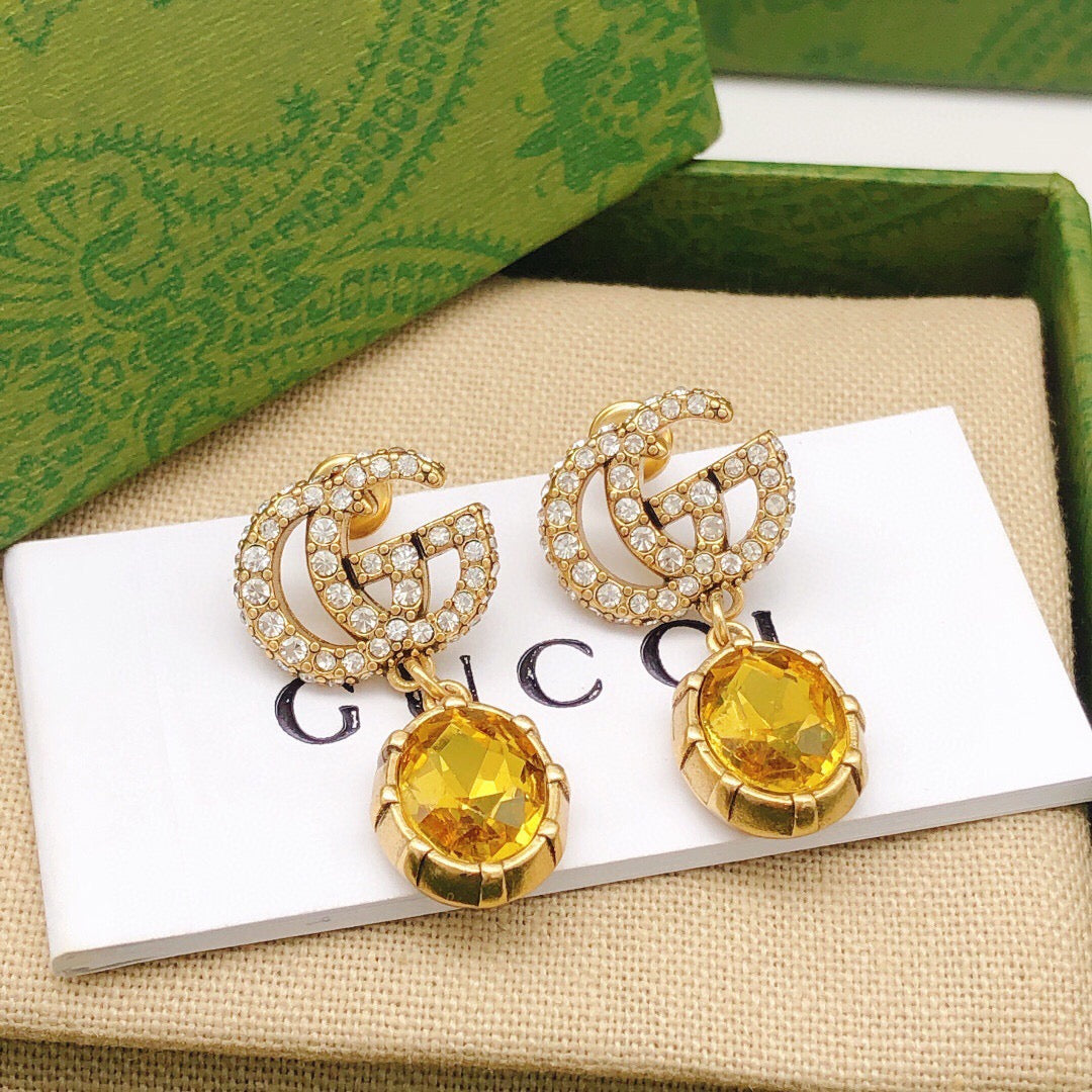 Gucci Double G Crystal Distressed Vintage-Inspired Stud Earrings – Style 02 - image 3
