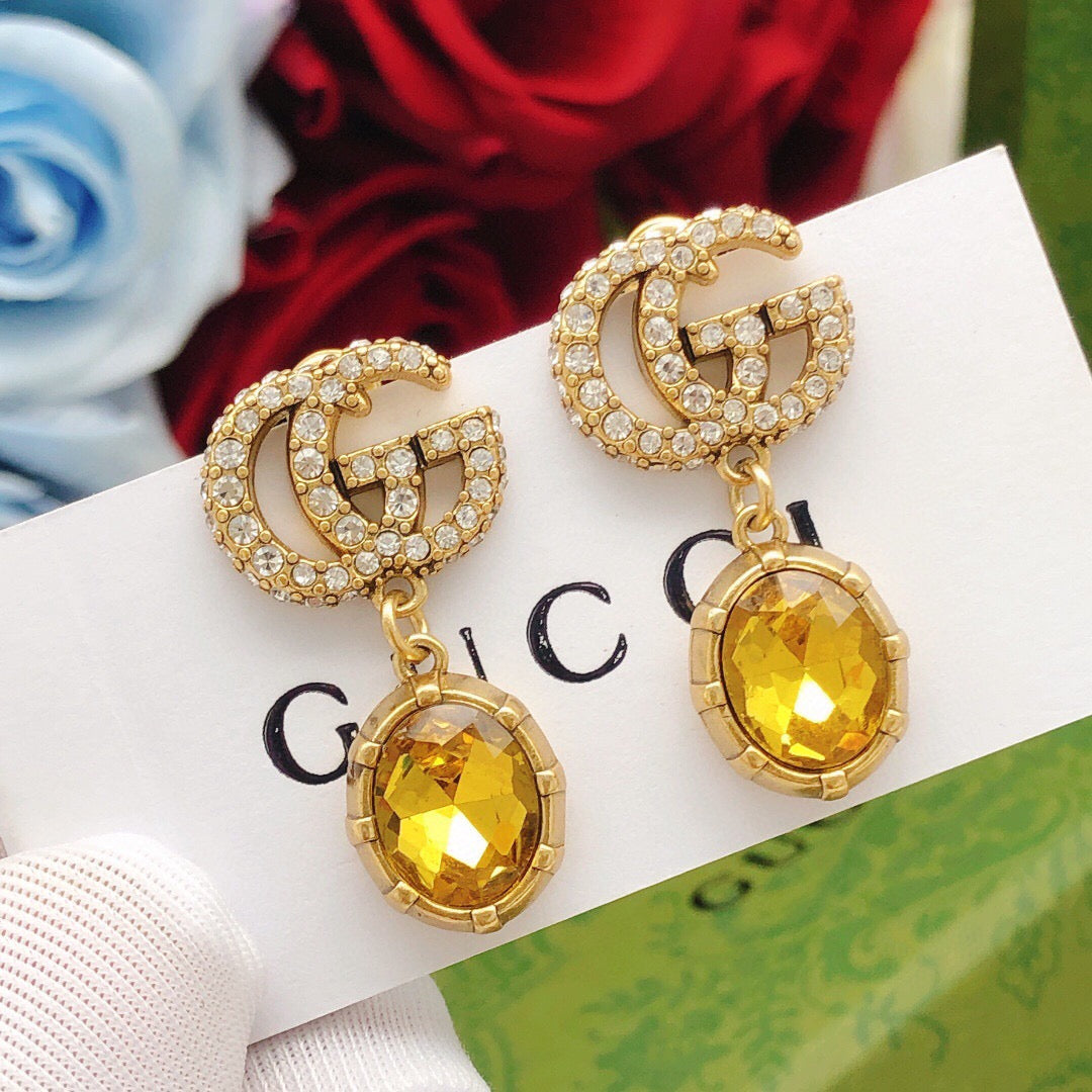 Gucci Double G Crystal Distressed Vintage-Inspired Stud Earrings – Style 02 - image 2