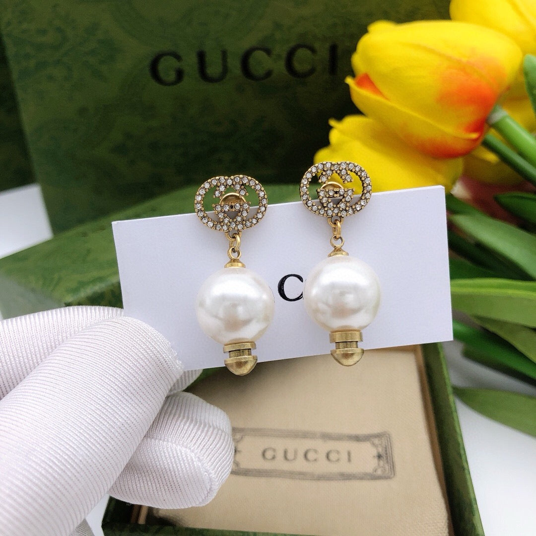 Gucci Pearl Crystal Stud Earrings – Style 02 - image 4