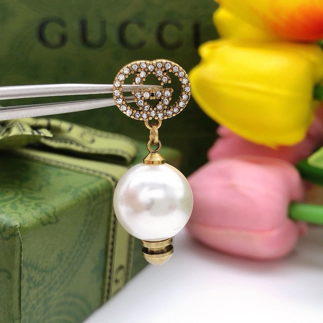 Gucci Pearl Crystal Stud Earrings – Style 02 - image 6