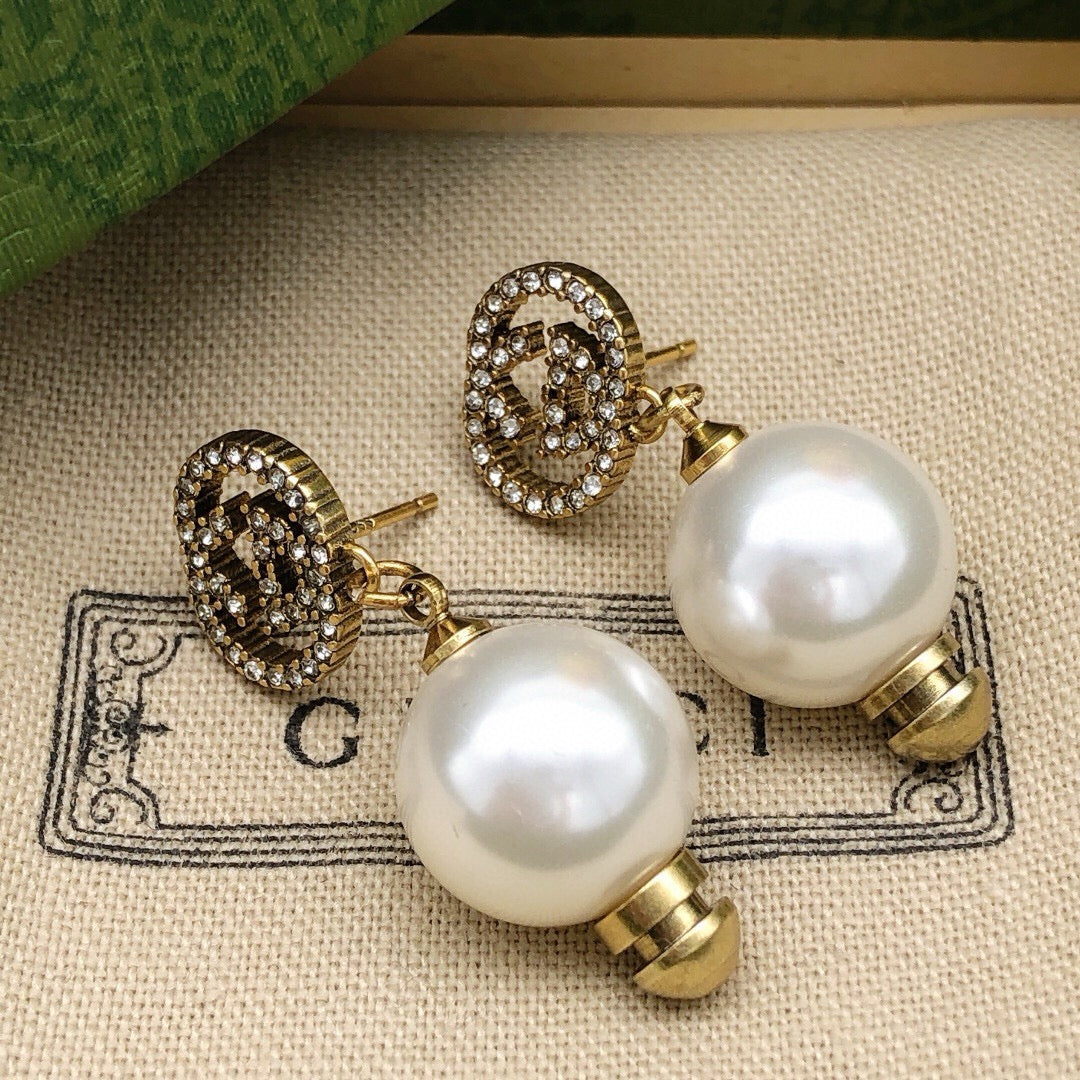Gucci Pearl Crystal Stud Earrings – Style 02 - image 2