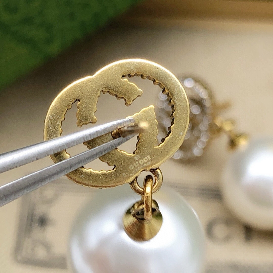 Gucci Pearl Crystal Stud Earrings – Style 02 - image 5