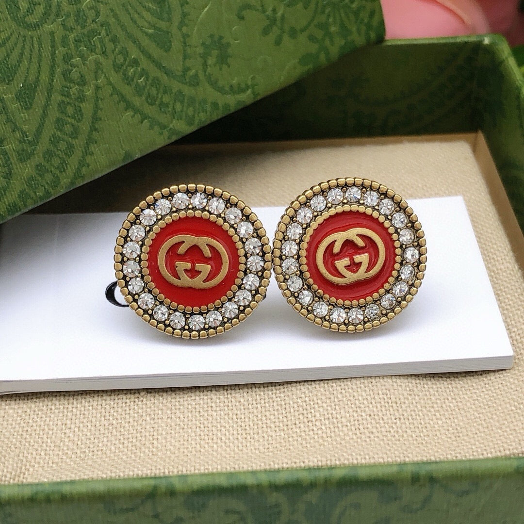 Gucci Crystal Red Stud Earrings - image 3