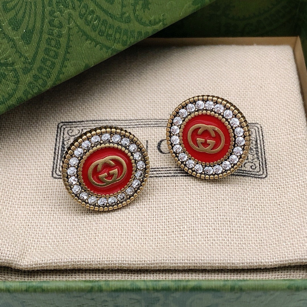 Gucci Crystal Red Stud Earrings - image 5