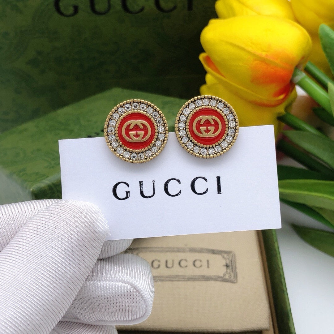Gucci Crystal Red Stud Earrings - image 2