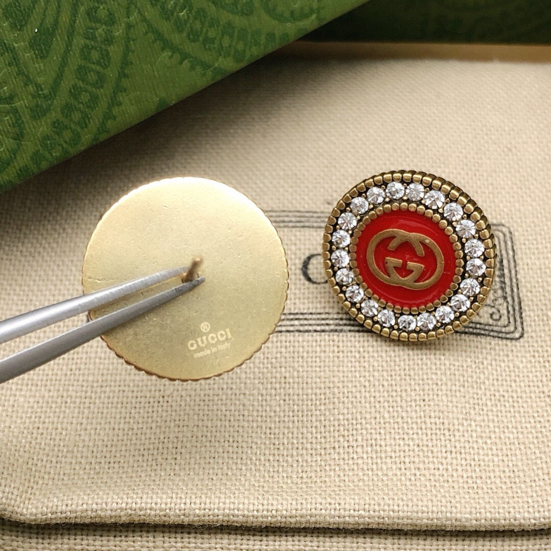 Gucci Crystal Red Stud Earrings - image 6