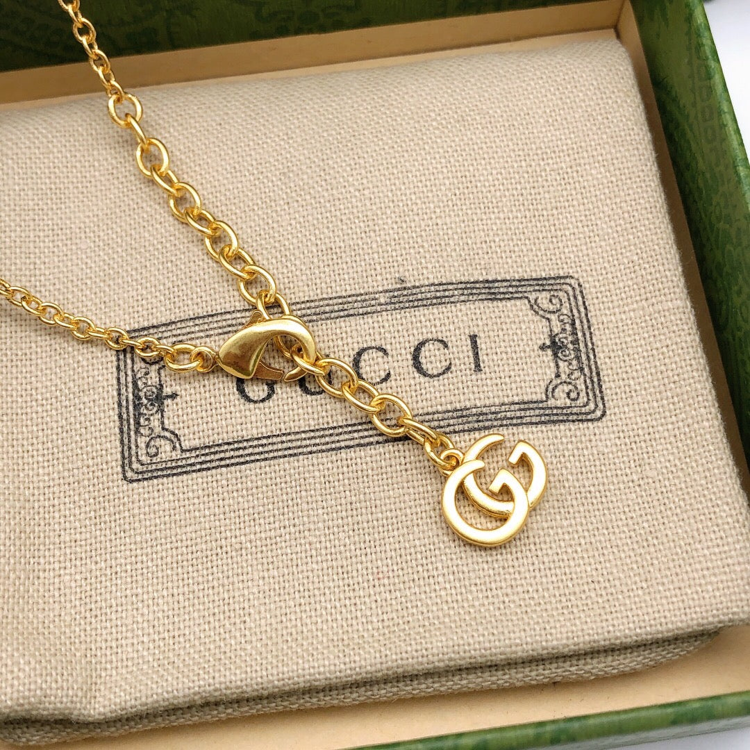 Gucci Double G Heart Crystal Necklace - image 5