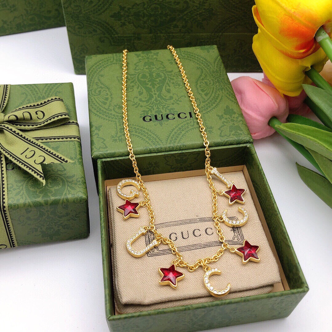 Gucci Double G Star Red Necklace - image 4