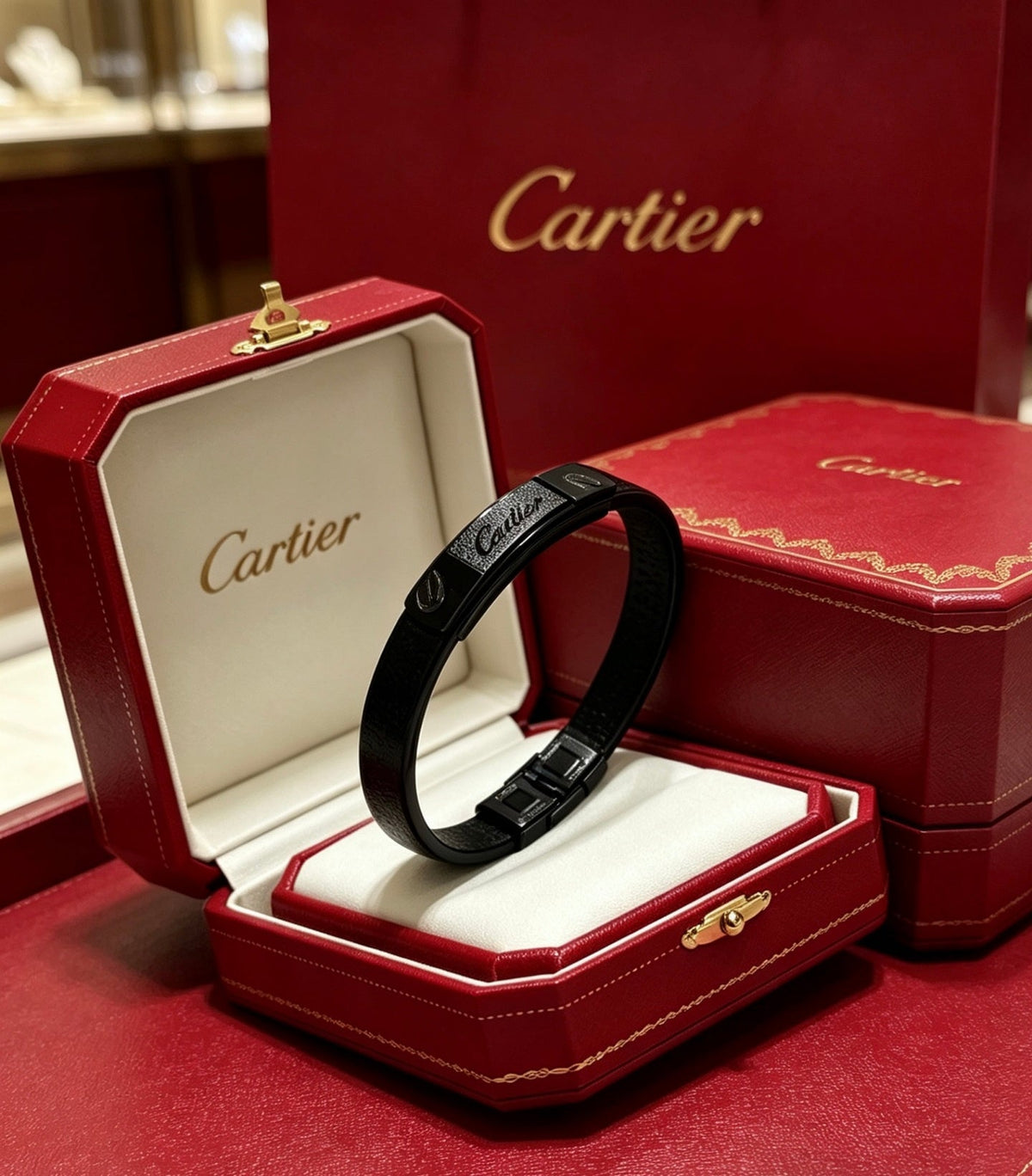 Cartier Style 228 gold-tone leather strap bracelet view 12
