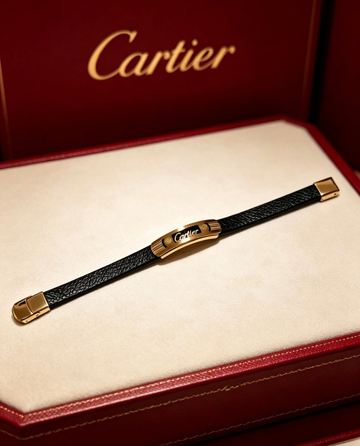 Cartier Style 226 gold-tone leather strap bracelet view 8