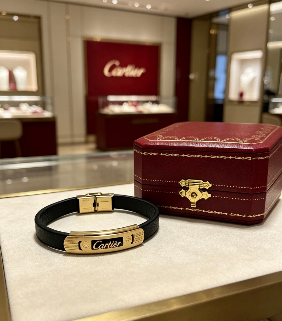 Cartier Style 226 gold-tone leather strap bracelet view 10