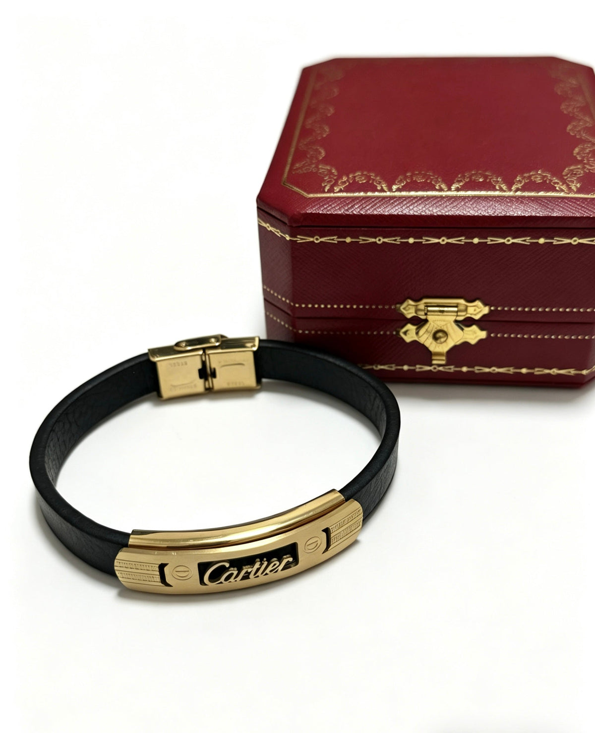 Cartier Style 226 gold-tone leather strap bracelet view 3