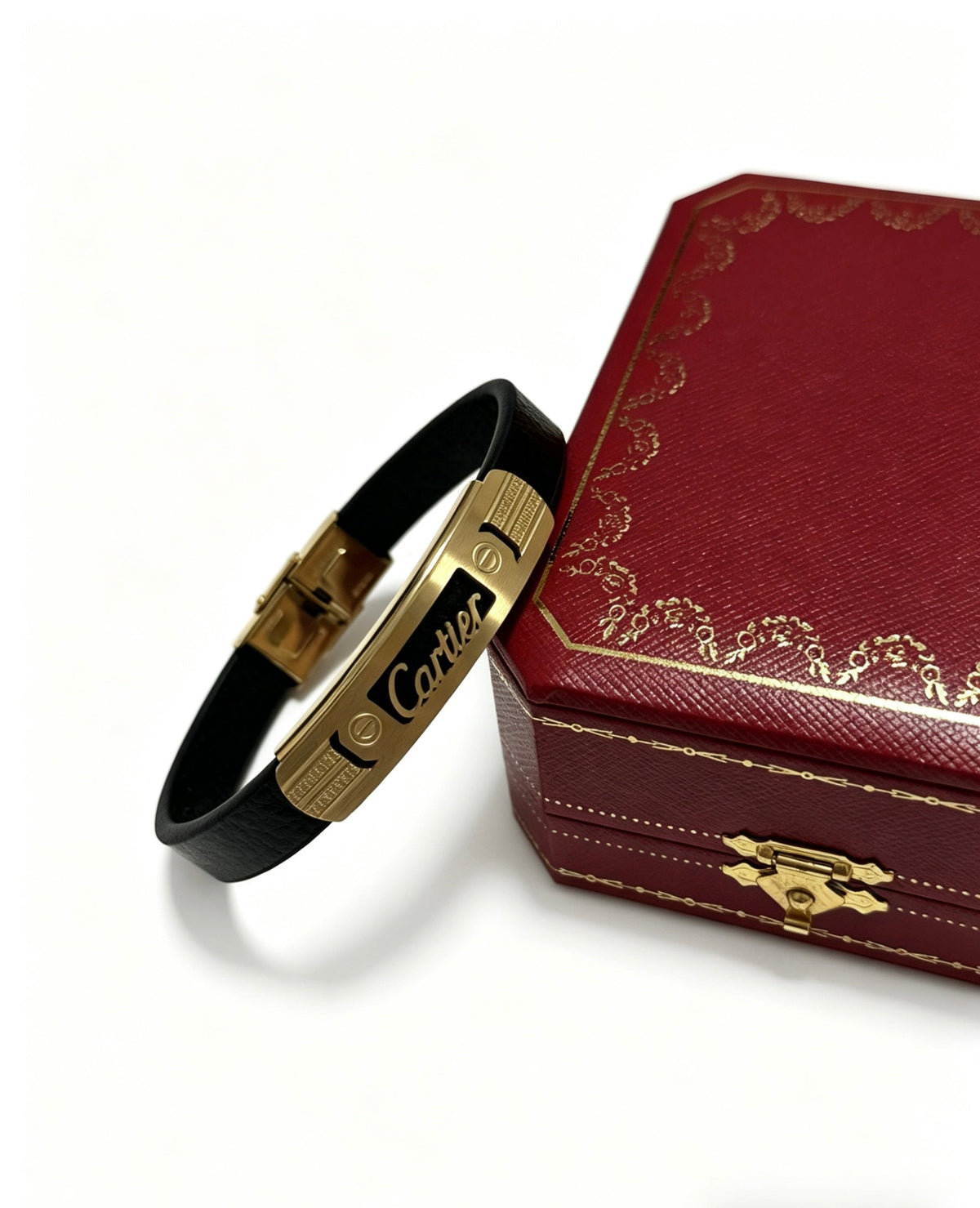 Cartier Style 226 gold-tone leather strap bracelet view 4