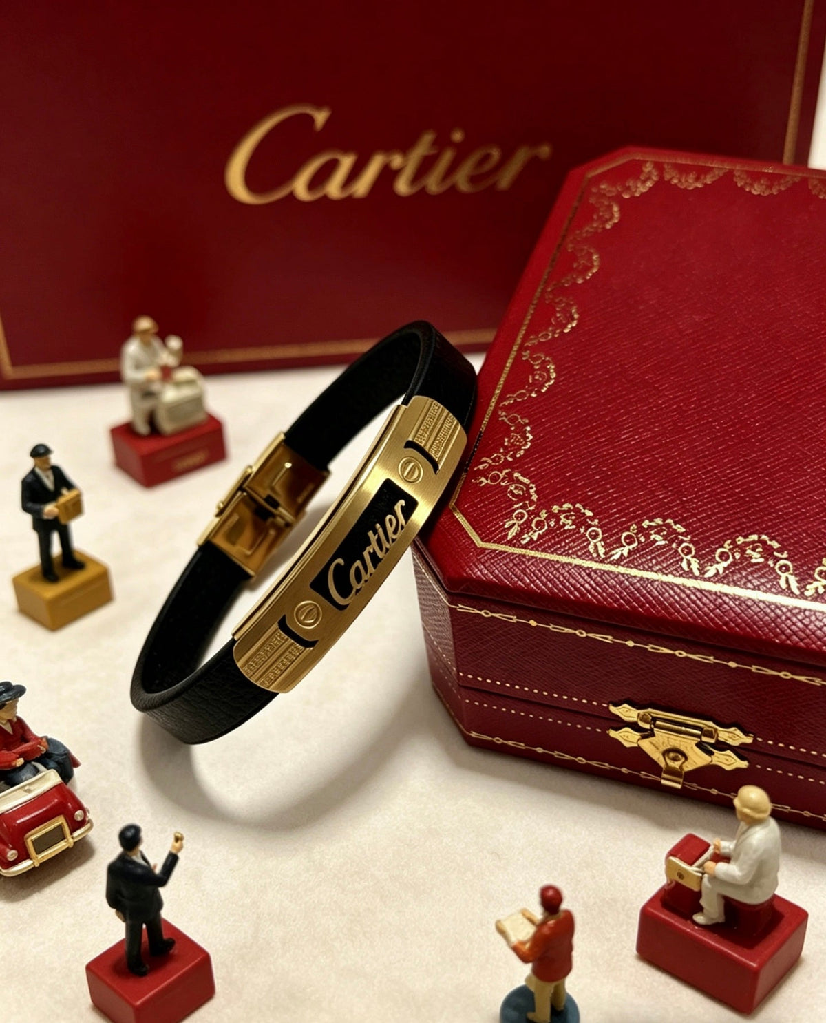 Cartier Style 226 gold-tone leather strap bracelet view 9