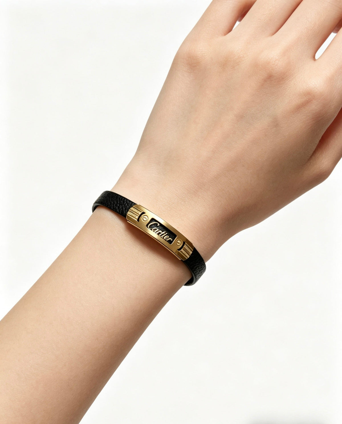 Cartier Style 226 gold-tone leather strap bracelet view 5