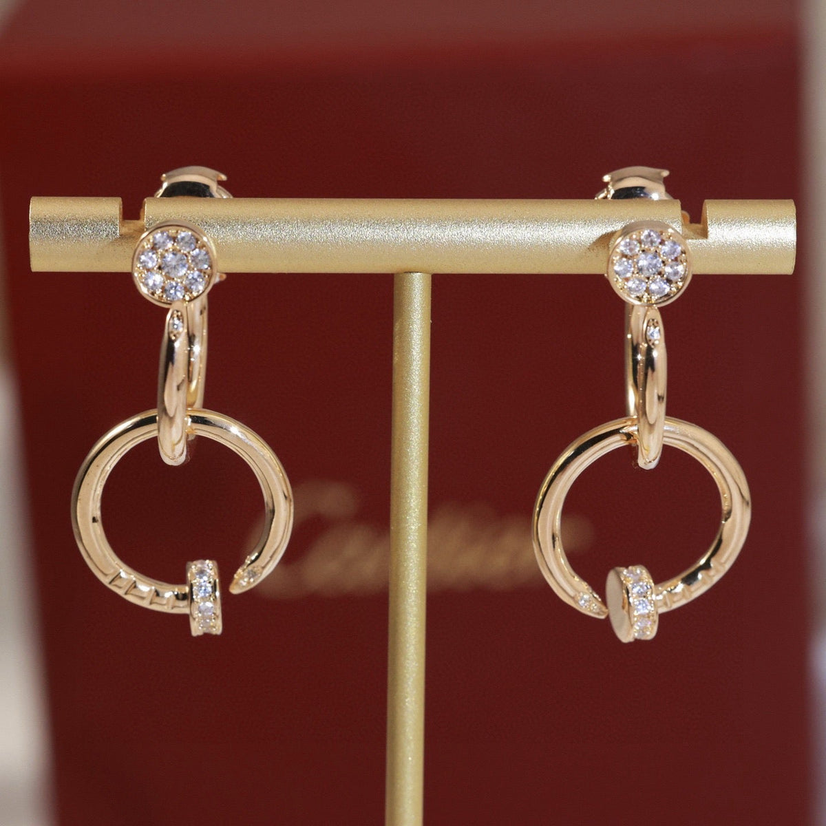 Cartier Style 242 gold-tone nail motif earrings view 6