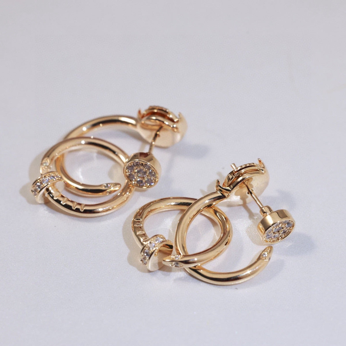 Cartier Style 242 gold-tone nail motif earrings view 7