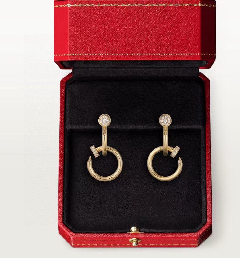 Cartier Style 242 gold-tone nail motif earrings view 2