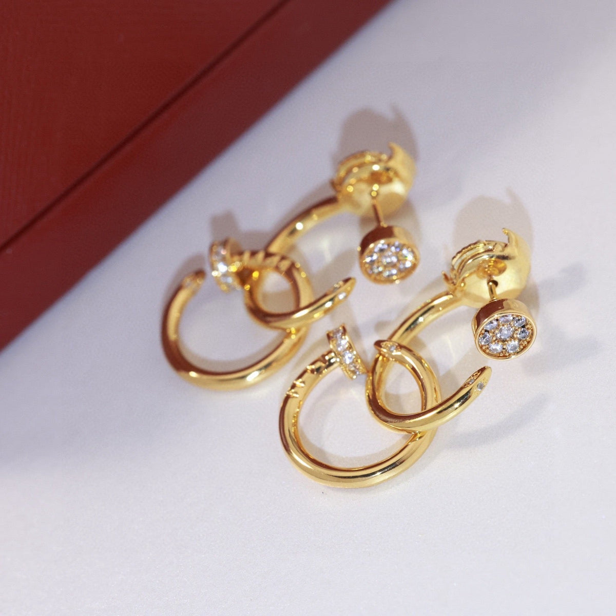 Cartier Style 242 Gold-Tone Nail-Motif Earrings