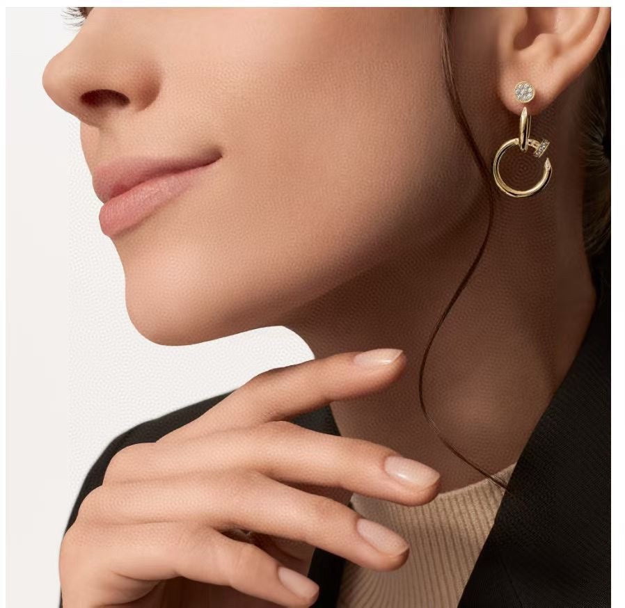 Cartier Style 242 gold-tone nail motif earrings view 8