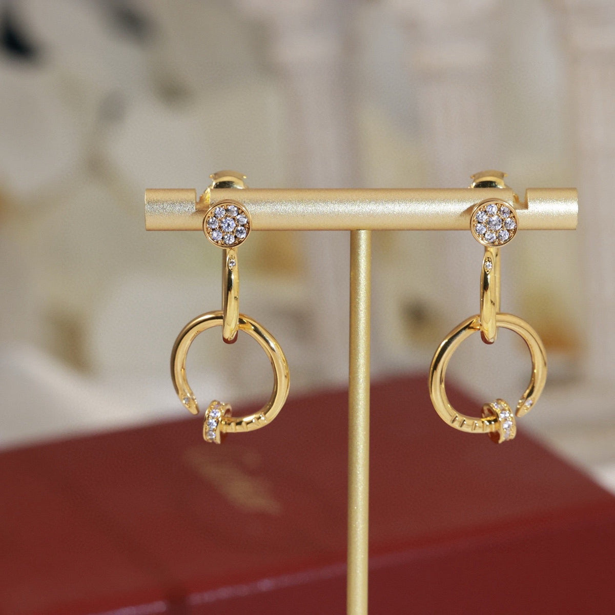 Cartier Style 242 gold-tone nail motif earrings view 4