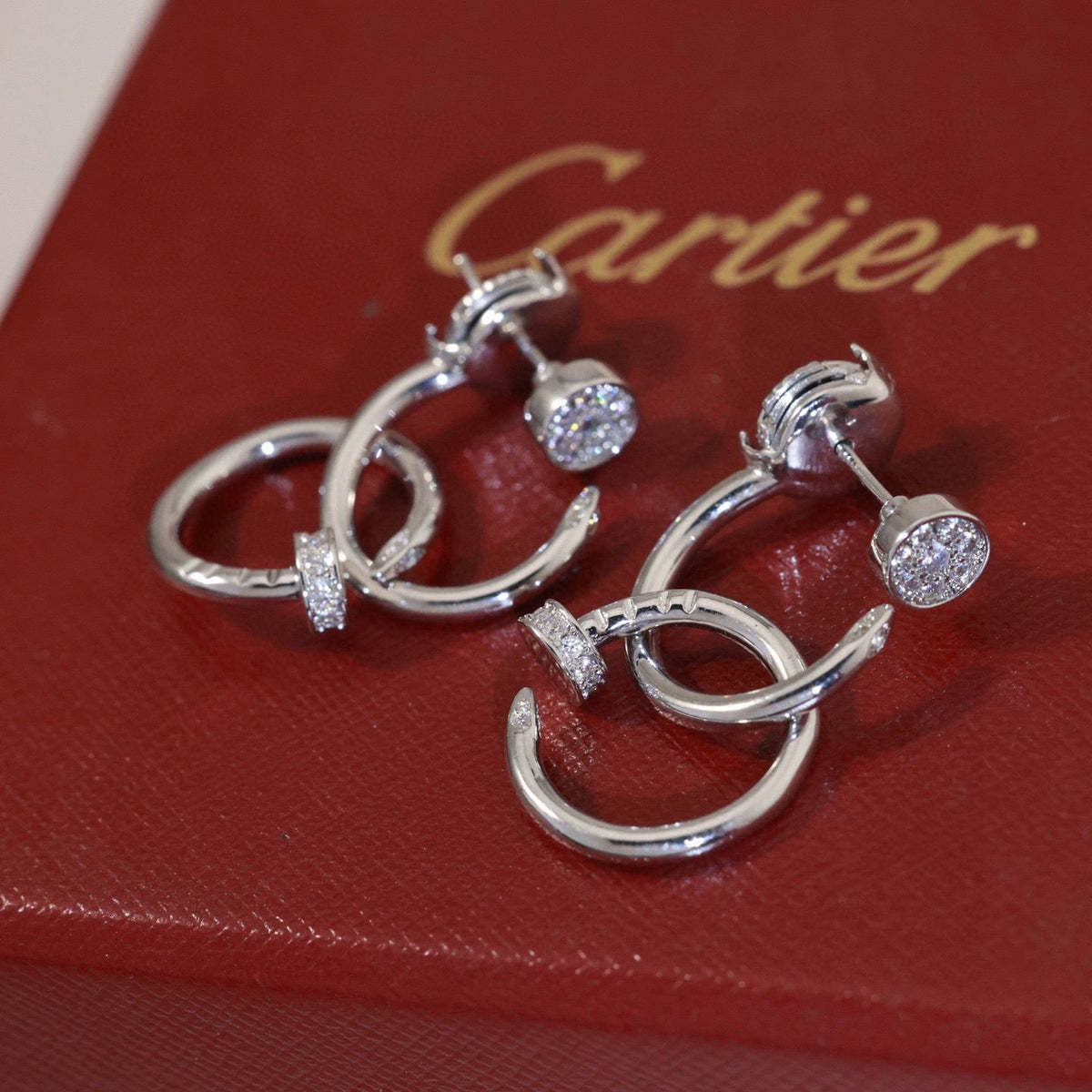 Cartier Style 242 gold-tone nail motif earrings view 3