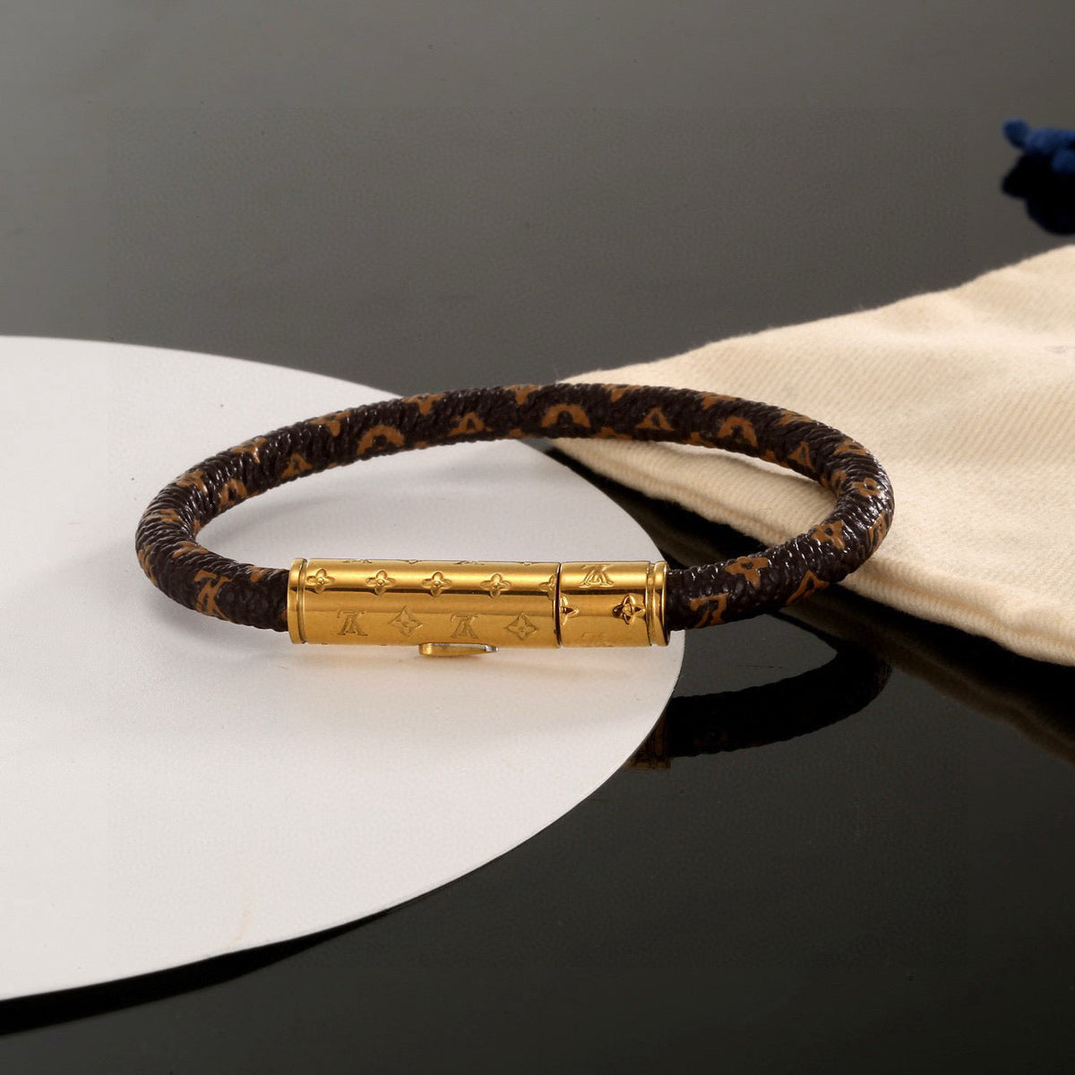 Louis Vuitton Leather Gold-Tone Fashion Accessory – Style 06 - image 8