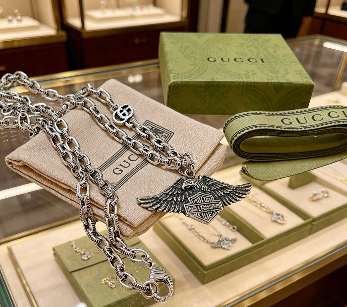 Gucci Anger Forest Chain Distressed Vintage Silver-Tone Necklace – Style 41 - image 6