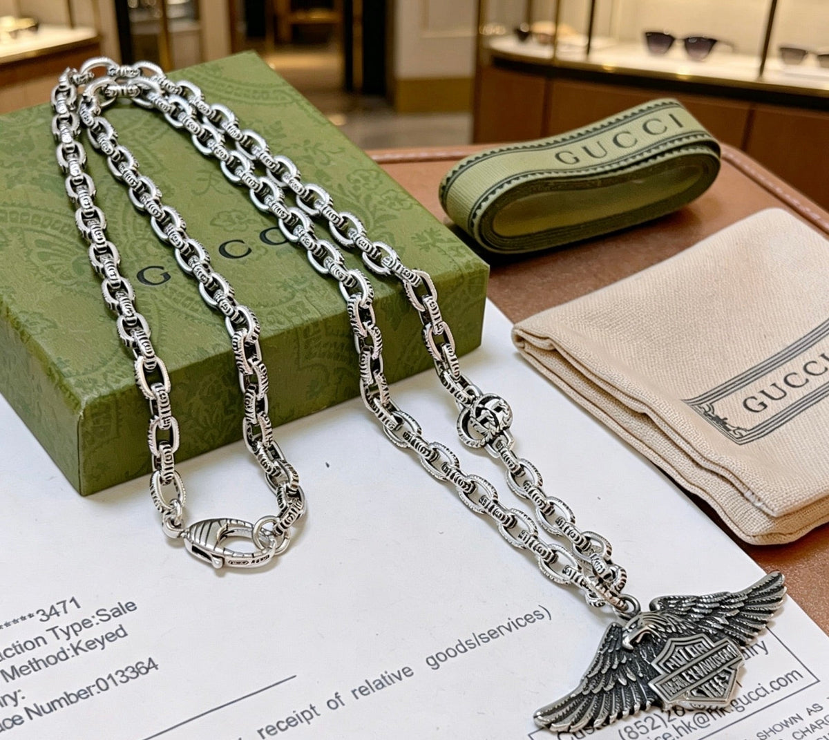 Gucci Anger Forest Chain Distressed Vintage Silver-Tone Necklace – Style 41 - image 5