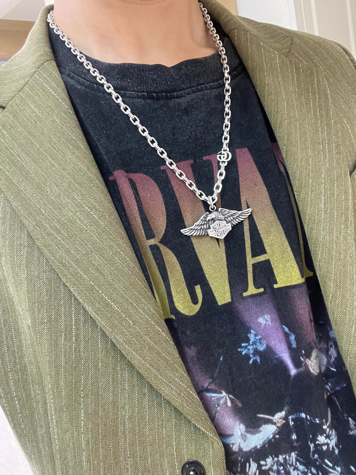 Gucci Anger Forest Chain Distressed Vintage Silver-Tone Necklace – Style 41 - image 4