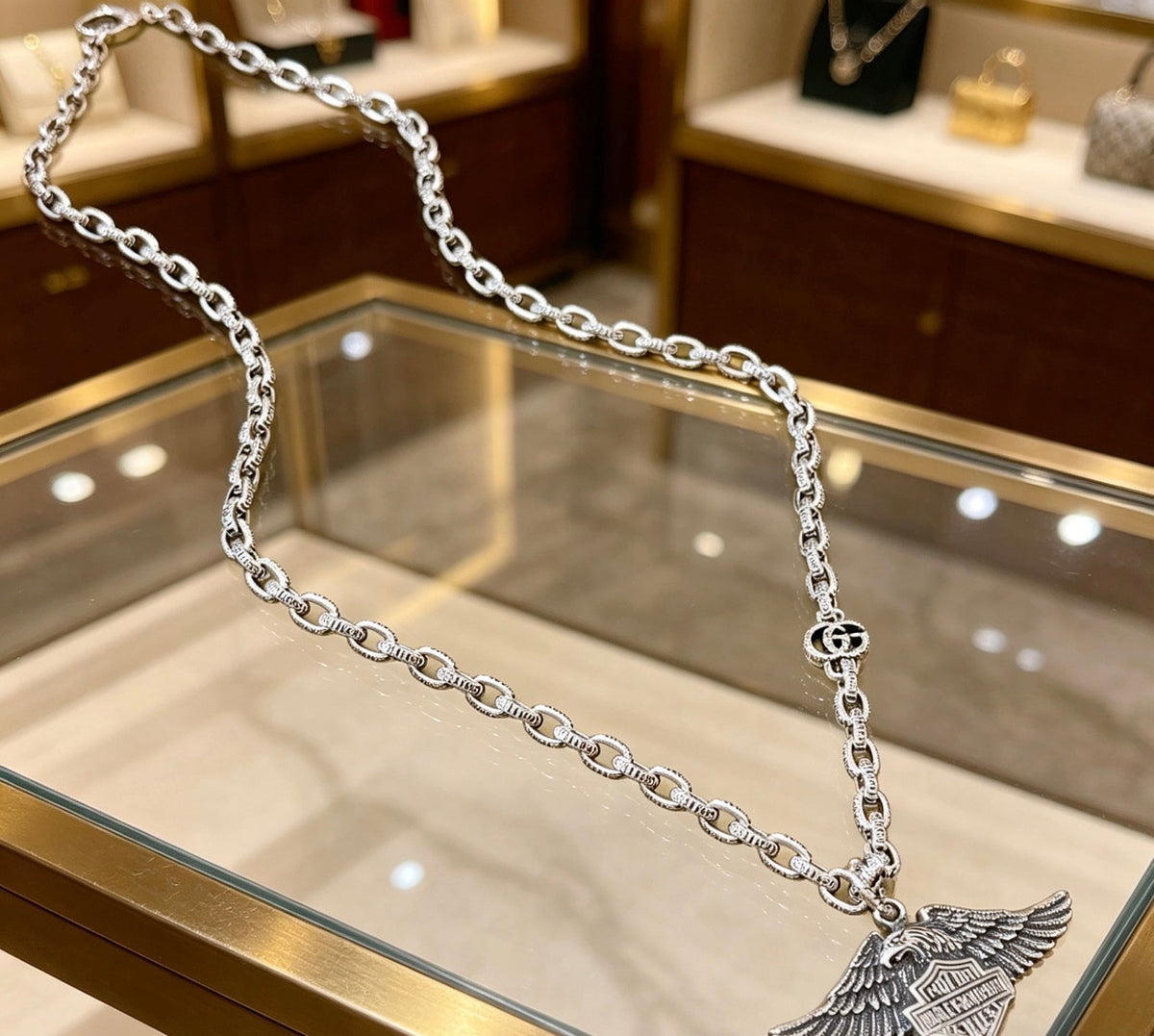 Gucci Anger Forest Chain Distressed Vintage Silver-Tone Necklace – Style 41 - image 2