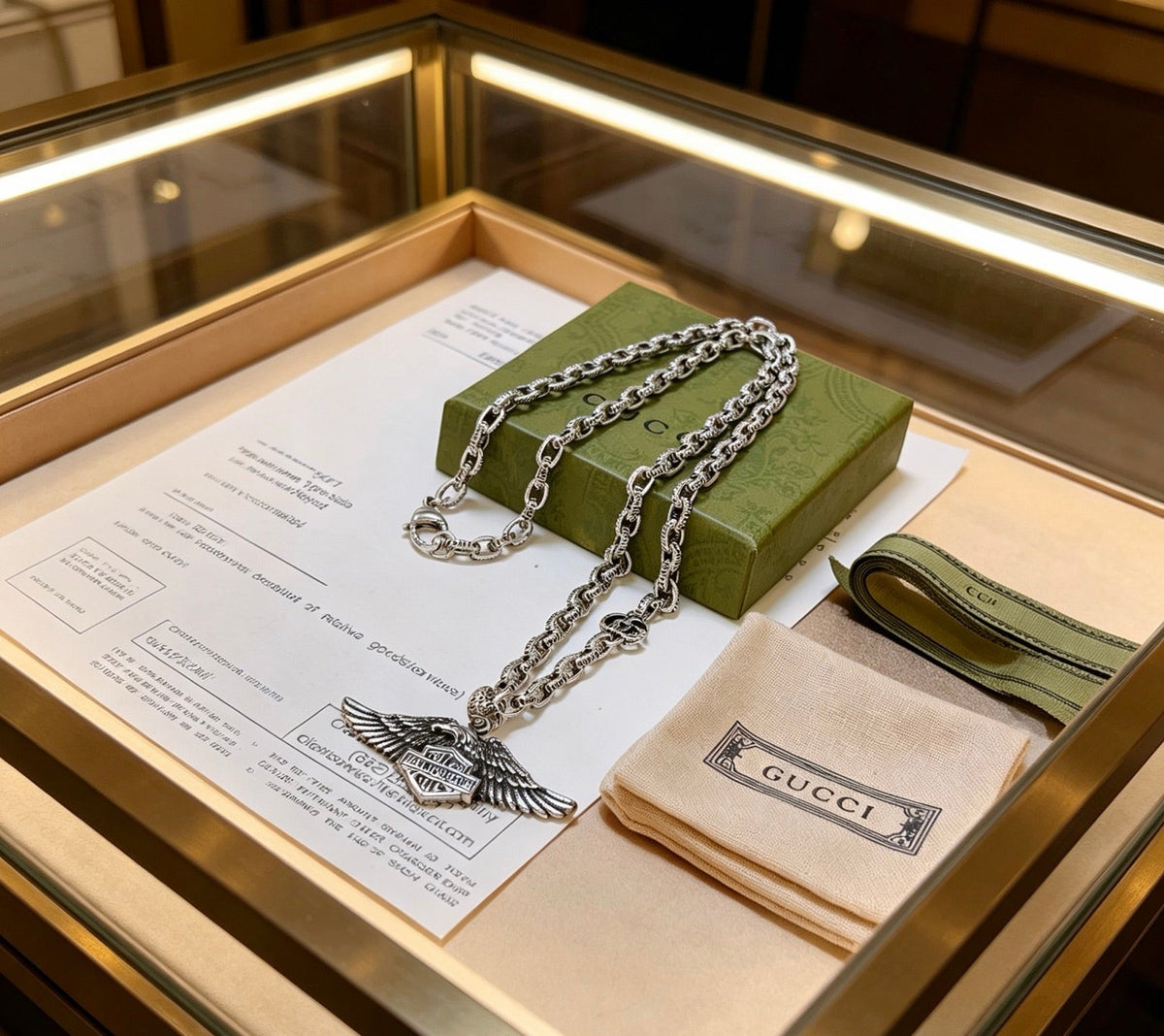 Gucci Anger Forest Chain Distressed Vintage Silver-Tone Necklace – Style 41 - image 8