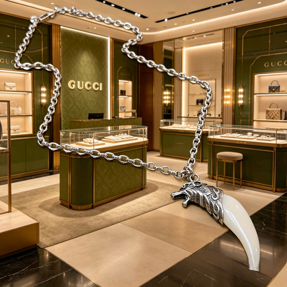 Gucci Anger Forest Chain Distressed Necklace – Style 108 - image 4