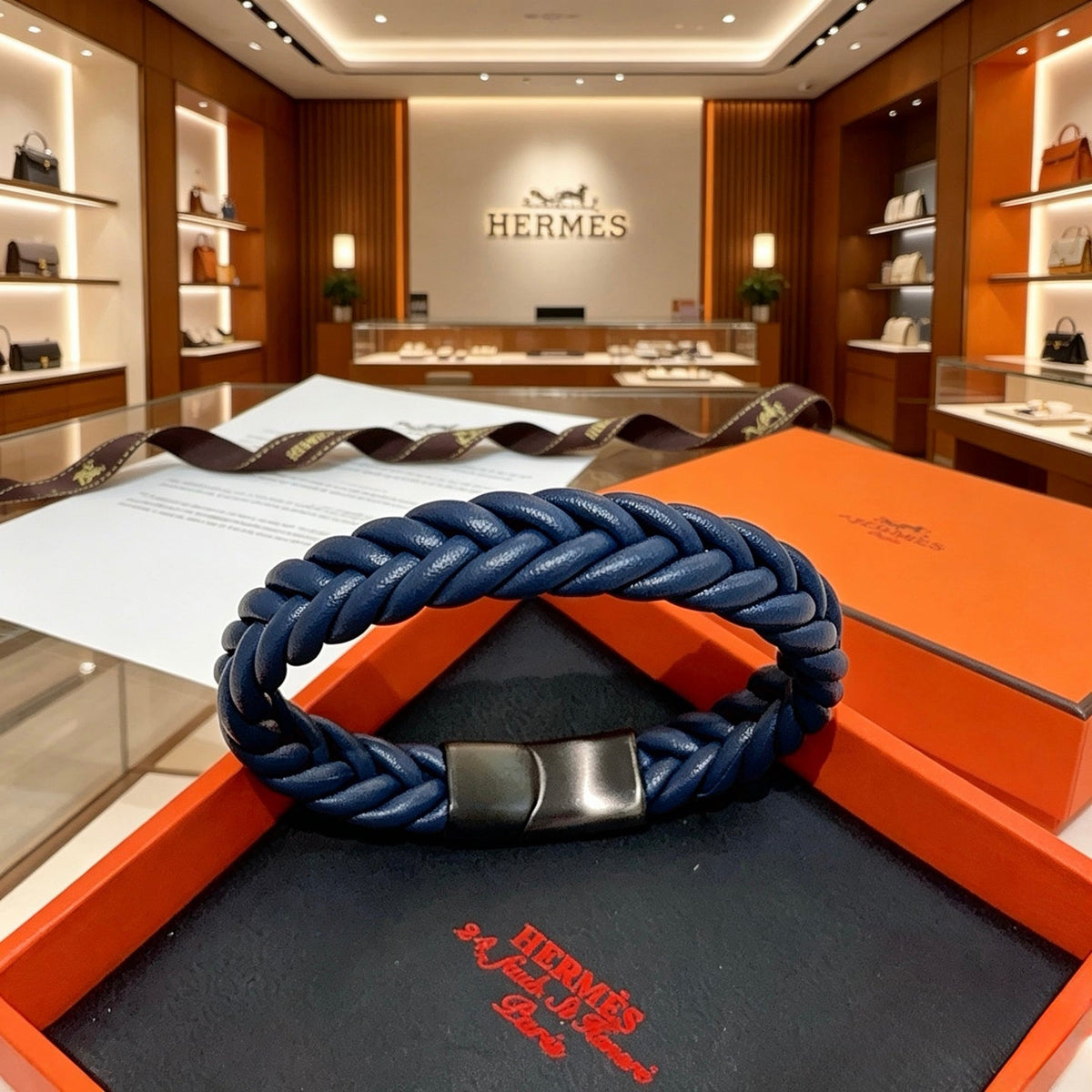 Hermès Anger Forest Leather Cord 18K Gold-Tone Bracelet – Style 14 - image 4