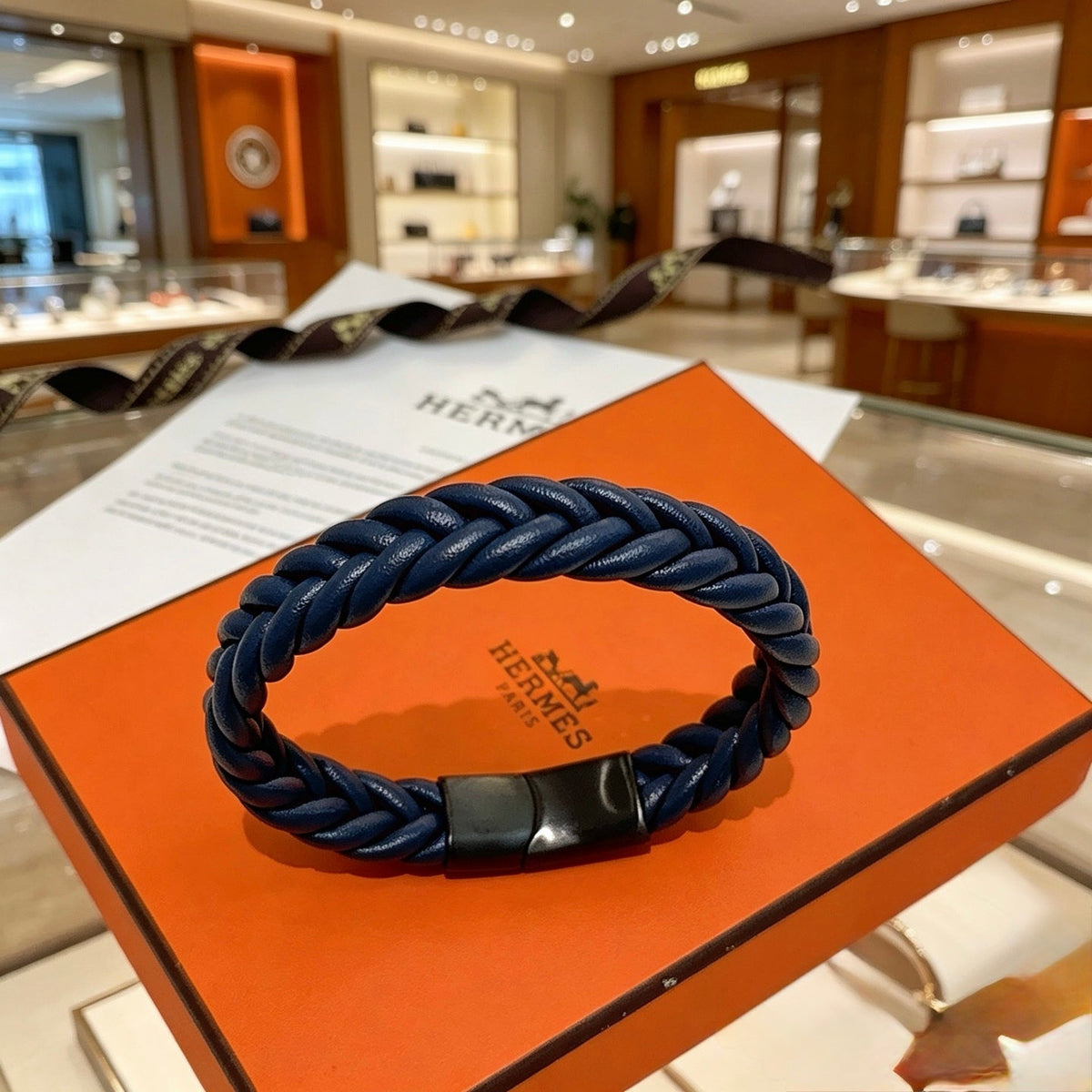 Hermès Anger Forest Leather Cord 18K Gold-Tone Bracelet – Style 14 - image 1