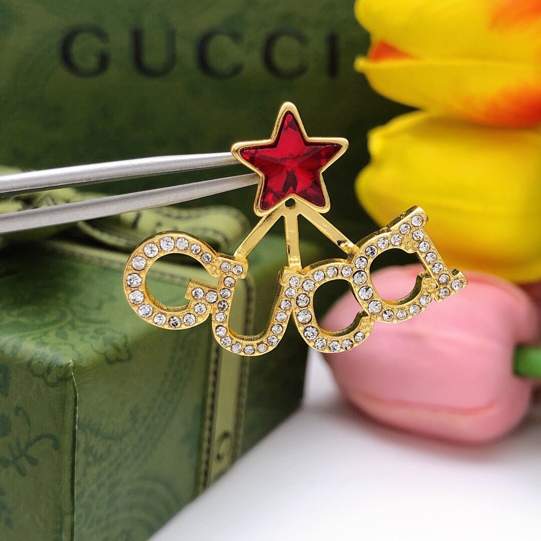 Gucci Star Crystal Red Earrings – Style 03 - image 3