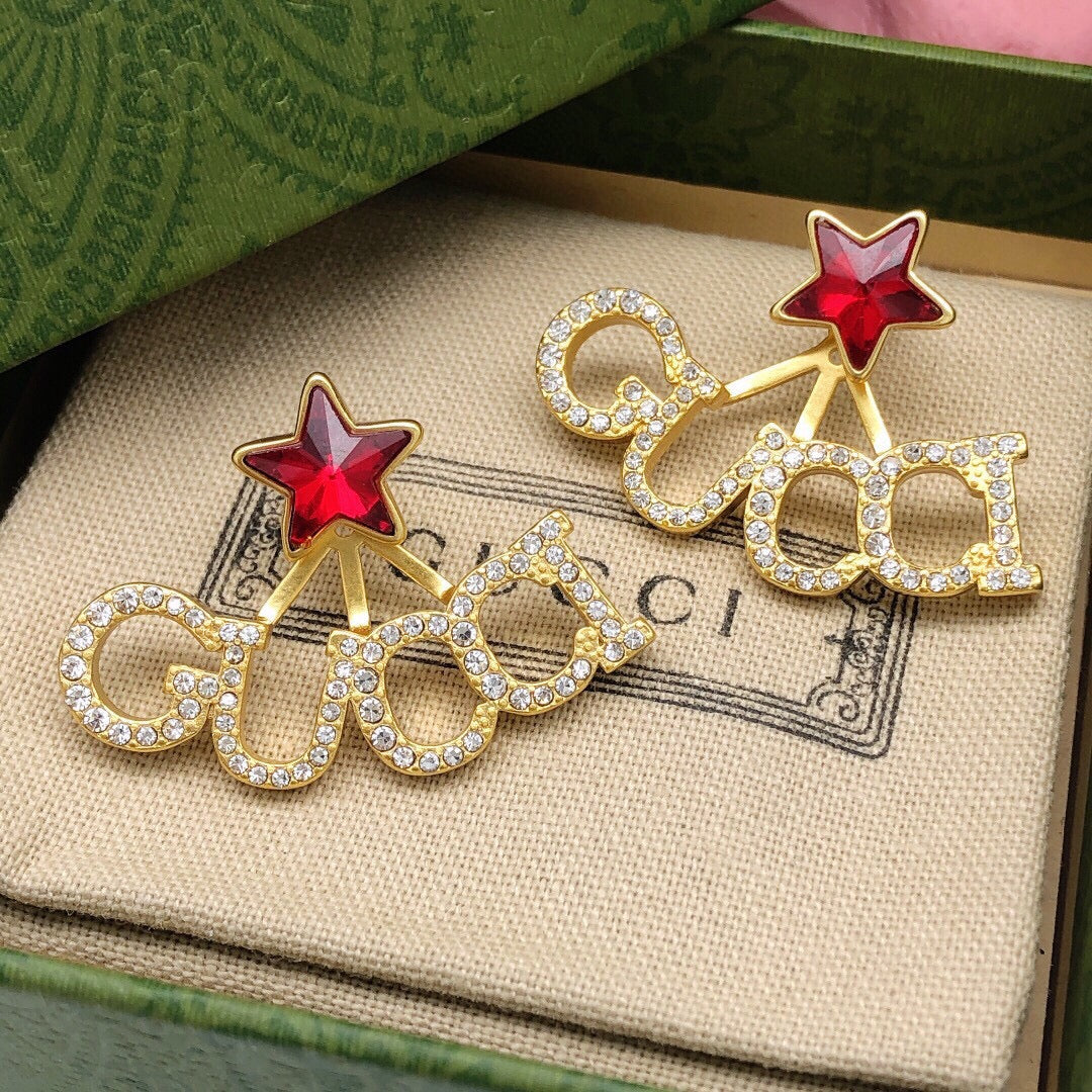 Gucci Star Crystal Red Earrings – Style 03 - image 7