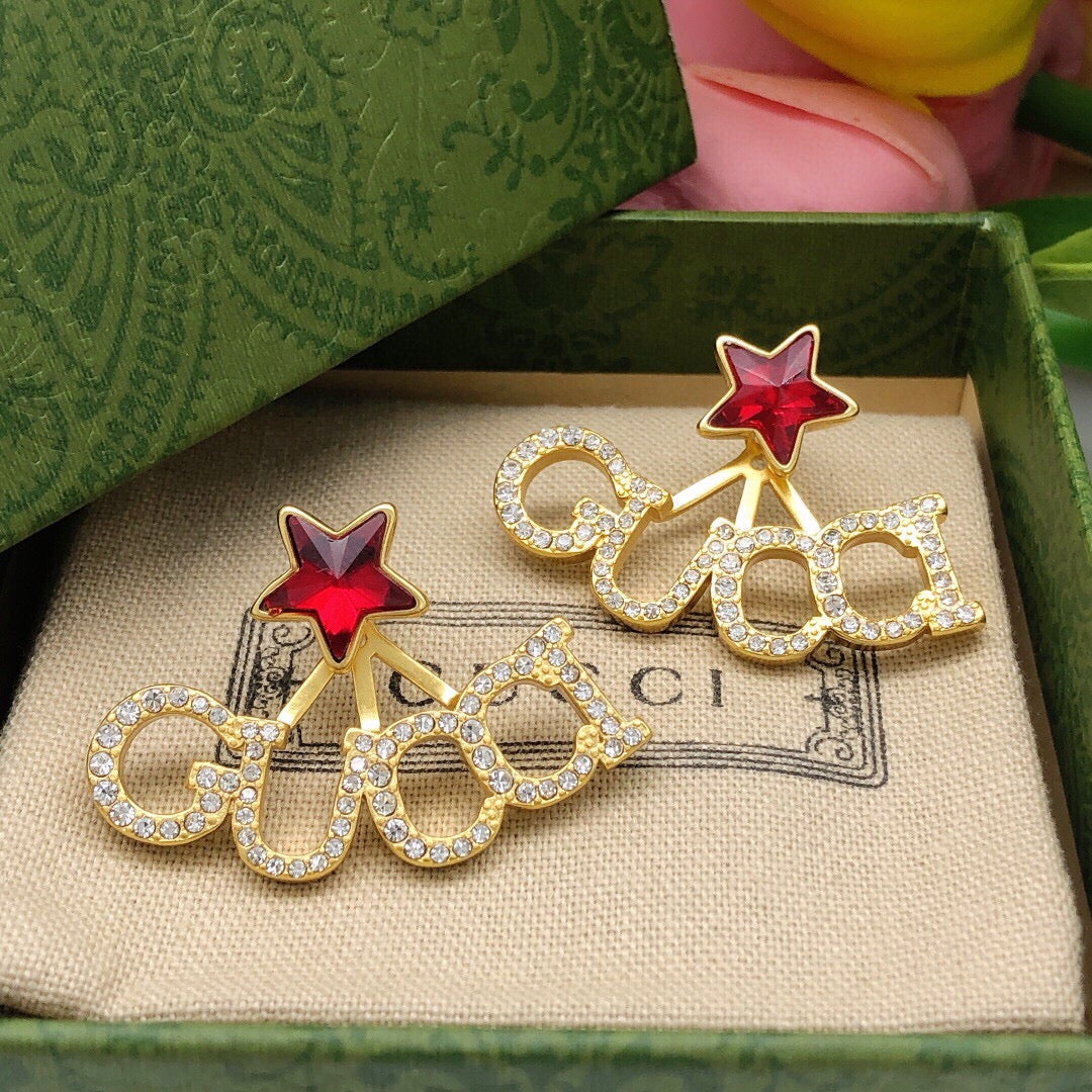 Gucci Star Crystal Red Earrings – Style 03 - image 5