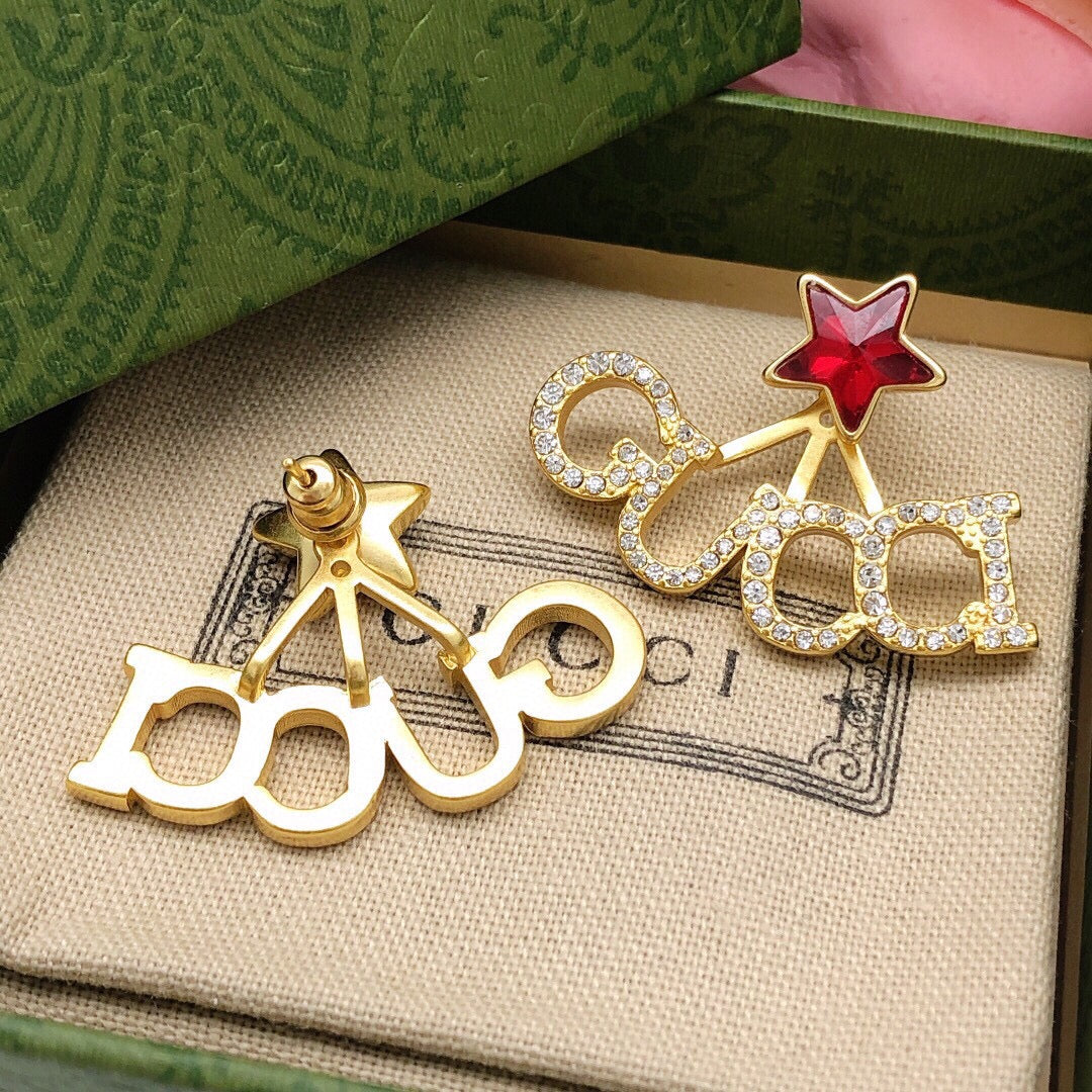 Gucci Star Crystal Red Earrings – Style 03 - image 4