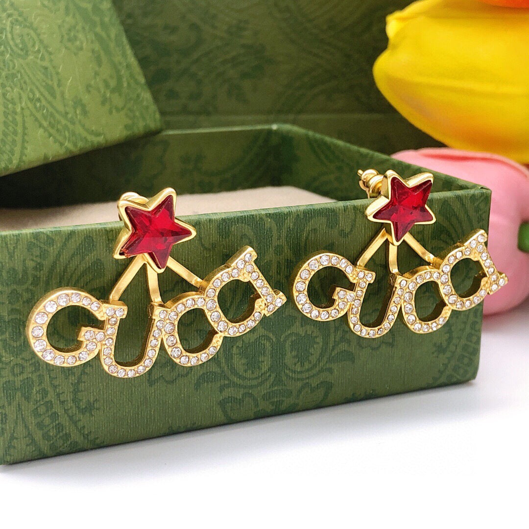 Gucci Star Crystal Red Earrings – Style 03 - image 6