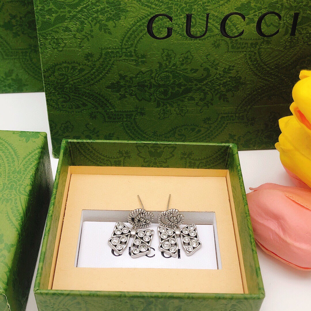 Gucci Double G Butterfly Gold-Tone Silver-Tone Earrings – Style 02 - image 4