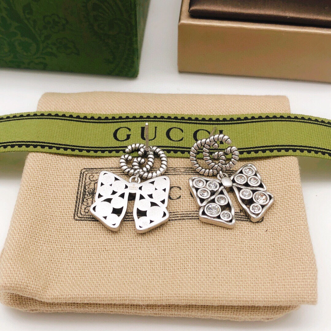 Gucci Double G Butterfly Gold-Tone Silver-Tone Earrings – Style 02 - image 3