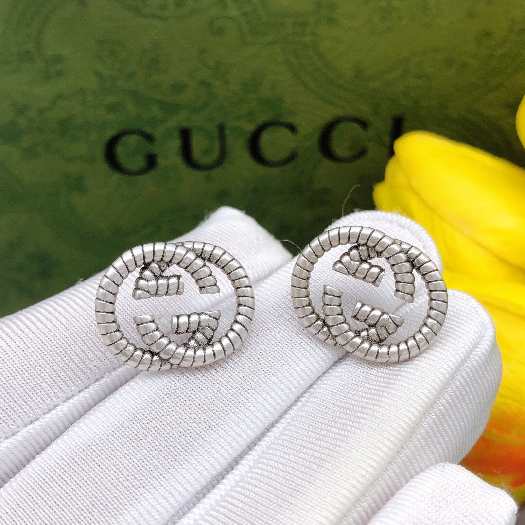 Gucci Double G Silver-Tone Stud Earrings - image 3