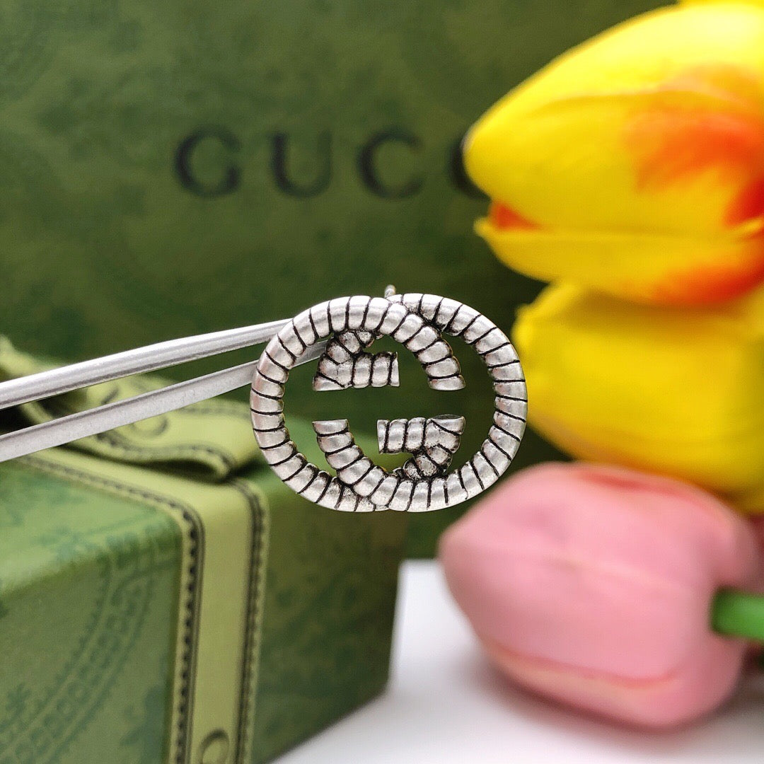 Gucci Double G Silver-Tone Stud Earrings - image 6