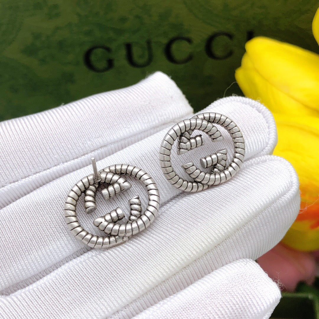 Gucci Double G Silver-Tone Stud Earrings - image 2